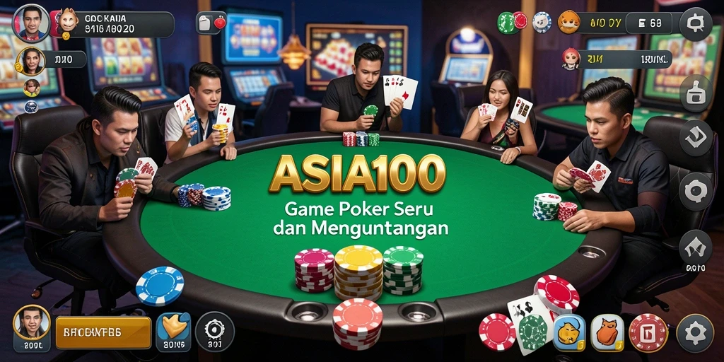 Gameplay Poker seru dan menantang di ASIA100.