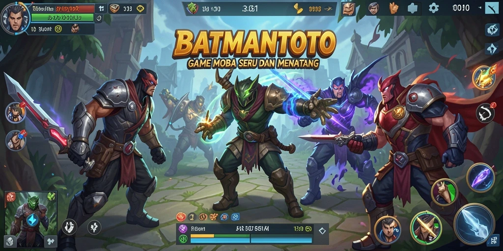 Screenshot gameplay MOBA yang penuh aksi dan strategi.