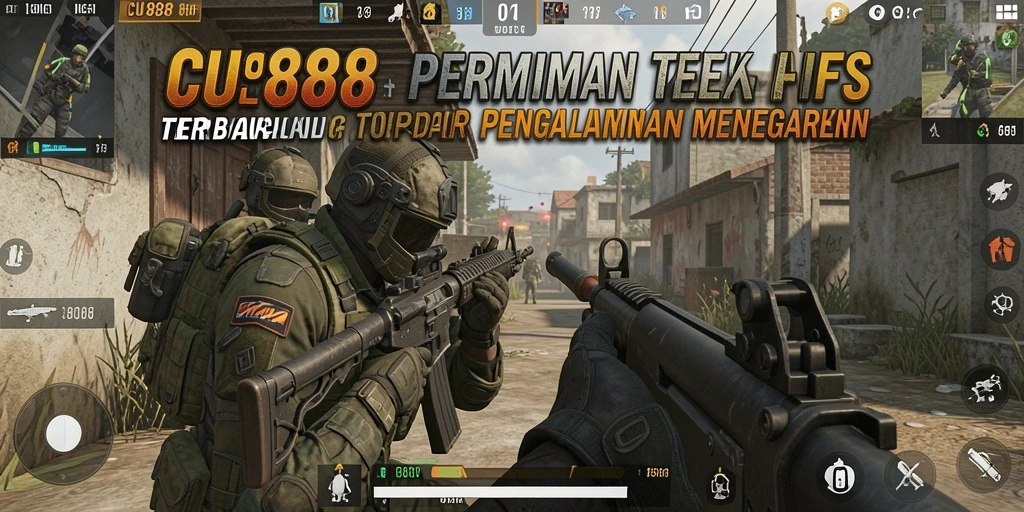 Screenshot CU888 menampilkan aksi menegangkan dalam bermain FPS.
