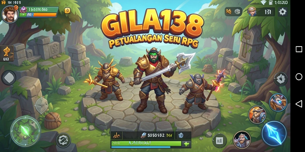 Screenshot GILA138 menunjukkan pertempuran seru dalam dunia RPG yang luas.