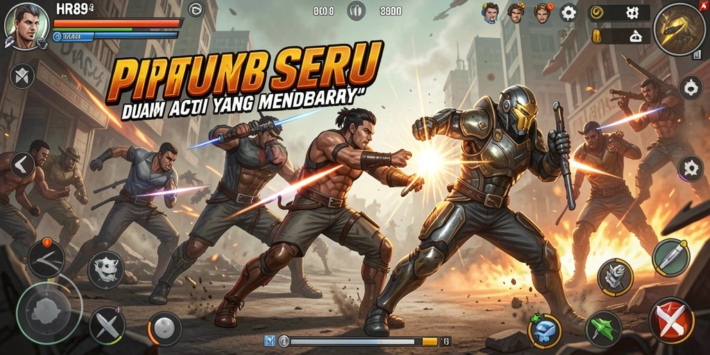 Screenshot gameplay HR89 menampilkan aksi pertarungan yang mendebarkan.
