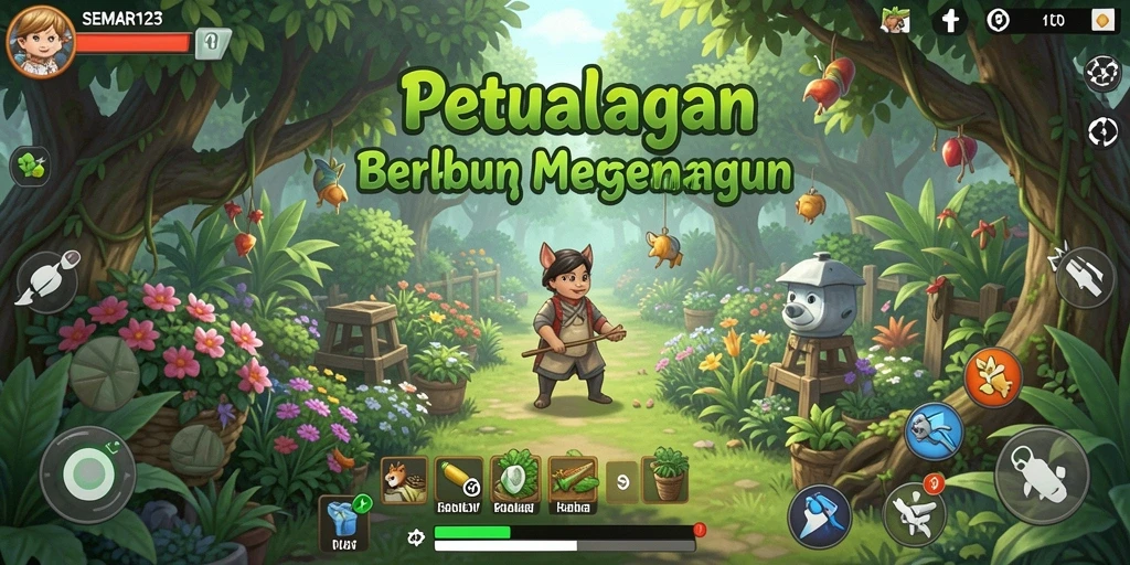 Tampilan gameplay SEMAR123 yang menarik dengan aktivitas bertani yang seru.